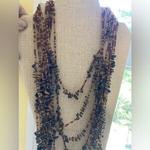 Multi Strands‎ Tigers Eye Natural Stones Bohemian Necklace